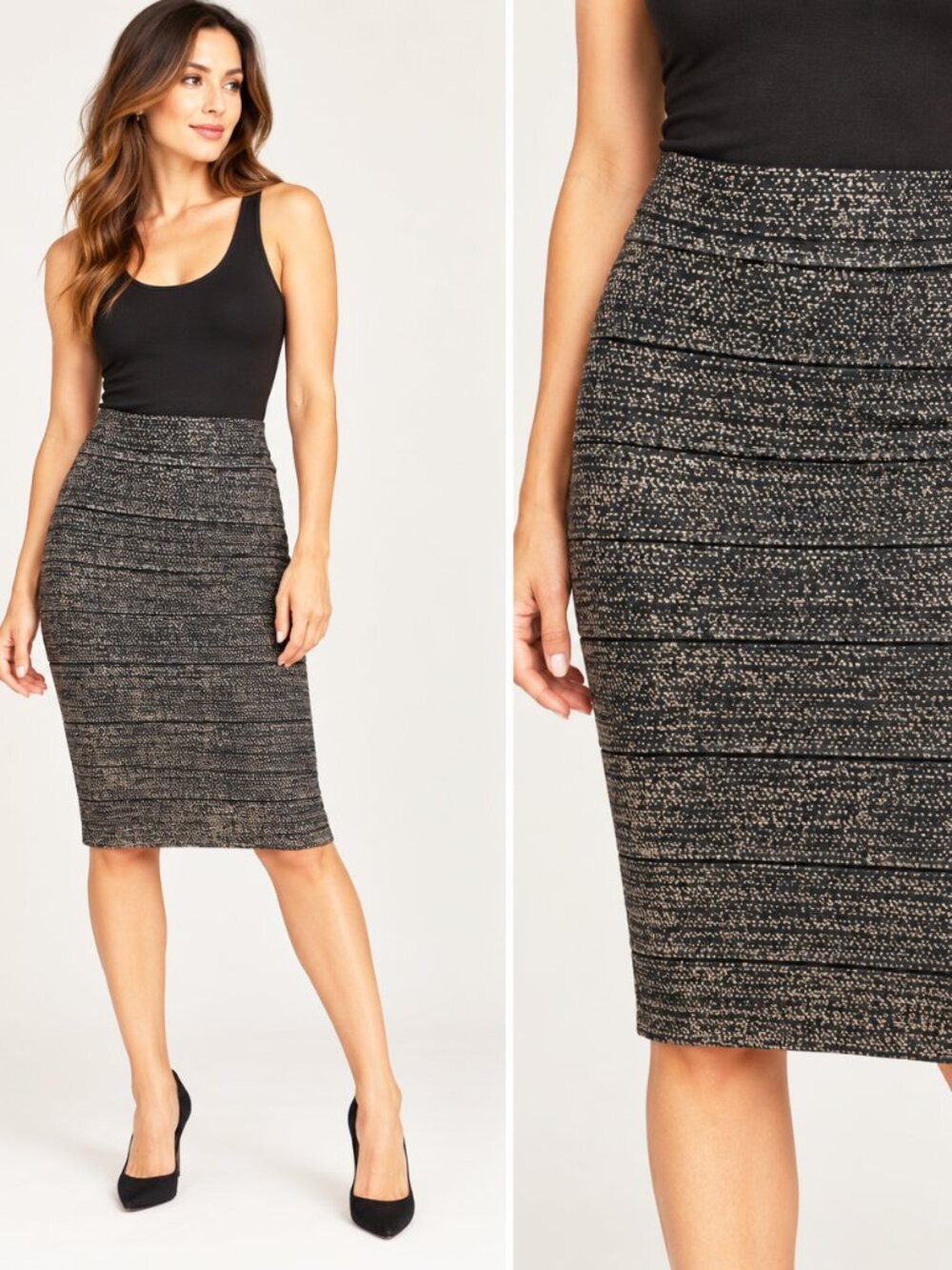 BCBGMAXAZRIA Metallic Foil Leger Pencil Skirt Size XS